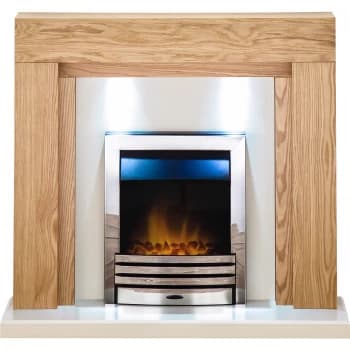 Image of Adam Beaumont Fireplace Suite in Oak with Eclipse Electric Fire in Chrome