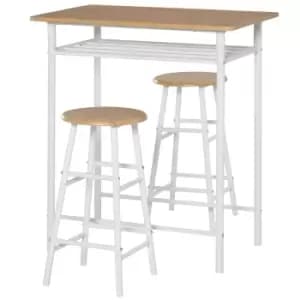 Image of Homcom 3 Piece Dining Set With 2 Matching Chairs And 1 Table White And Oak