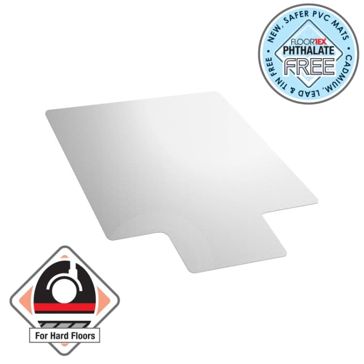 Image of Floortex Advantagemat PVC Chair Mat for Hard Floors. Rectangular with Lip - 90 x 120cm
