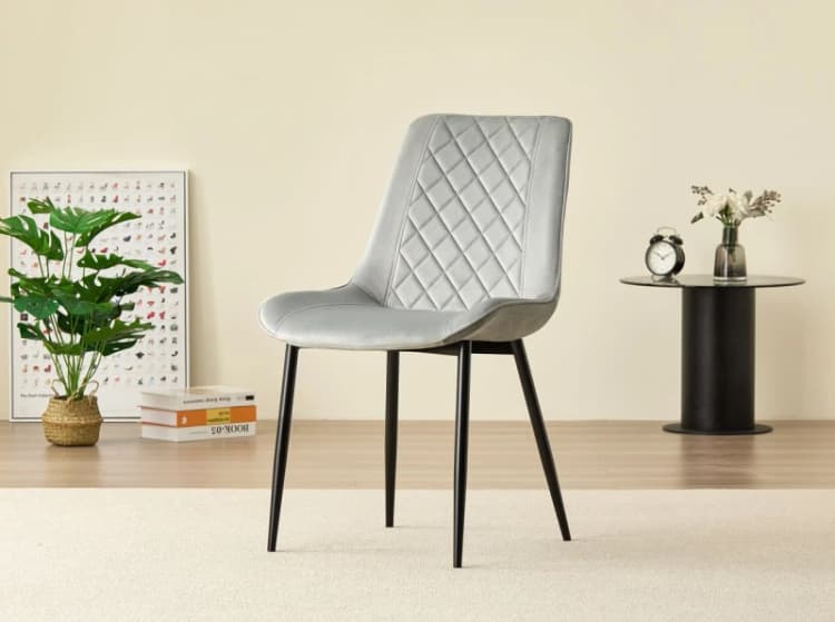 Image of Outdoor Living Amelia Velvet Comfort Dining Chairs - Grey - Set of 2 Grey Unisex