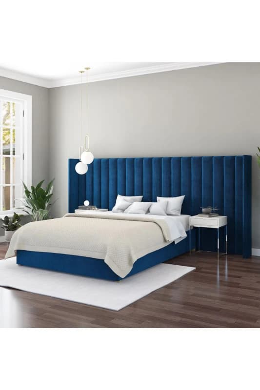 Image of Grandeur Plush Velvet Headboard Navy Velvet