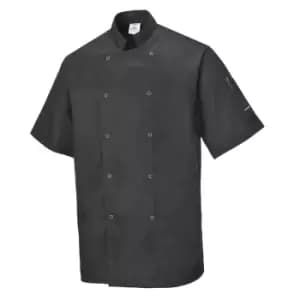 Image of Portwest Cumbria Short Sleeve Chefs Jacket Black 2XL