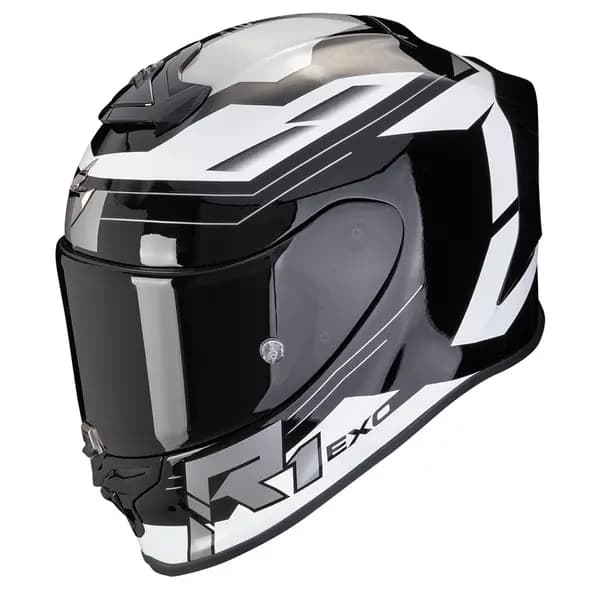 Image of Scorpion EXO-R1 Evo Air Blaze Black White Full Face Helmet XL