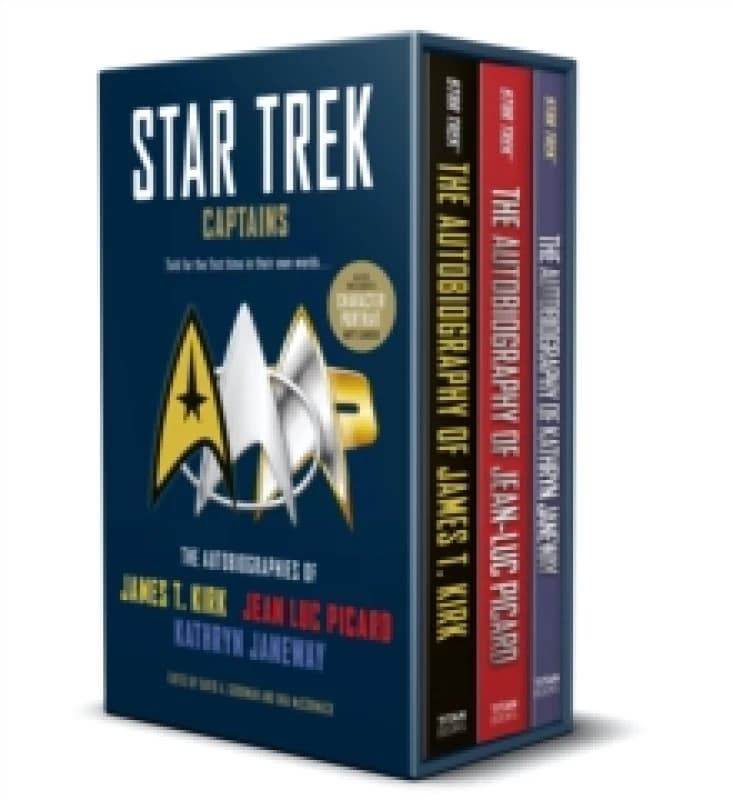 Image of Star Trek Captains - The Autobiographies : Boxed set with slipcase and character portrait art of Kirk, Picard and Janeway a utobiographies Paperback /