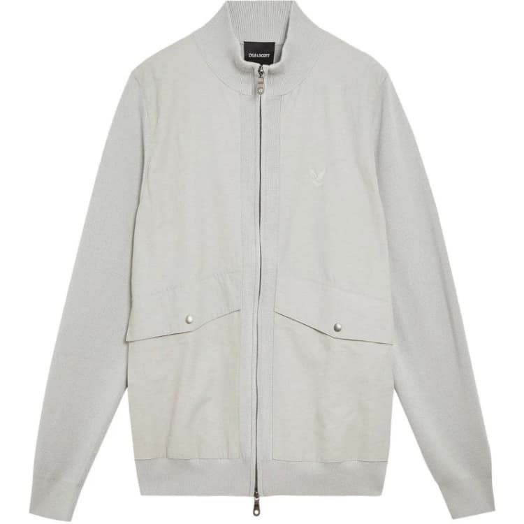 Image of Lyle and Scott Mens Full-Zip Knitted Bomber Jacket Grey Mirage male M