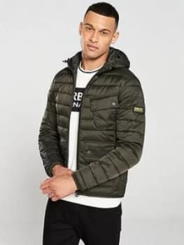 Image of Barbour International Ouston Hooded Quilted Coat - Khaki