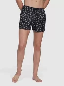 Image of adidas Sportswear Logo Print Clx Swim Shorts Very Short Length, Black/White, Size XS, Men
