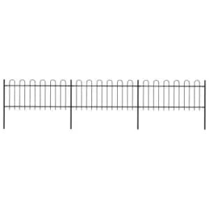 Image of Vidaxl Garden Fence With Hoop Top Steel 5.1X0.8 M Black