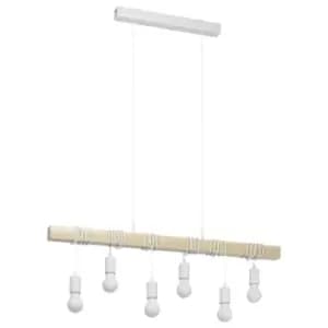 Image of Netlighting Townshend 6 Lamp Straight Bar Pendant Ceiling Light White
