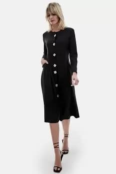 Image of Buttoned Pocket Midi Dress