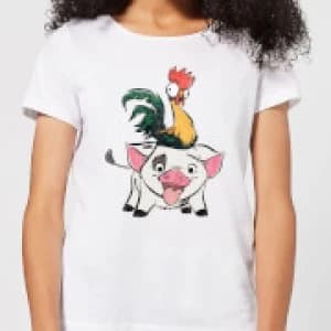 Image of Moana Hei Hei and Pua Womens T-Shirt - White - S