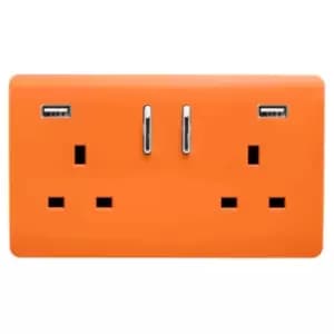 Image of Trendi 2 Gang 13A Socket 2 USB Orange