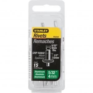 Image of Stanley Aluminium Pop Rivets 4mm Long Pack of 15