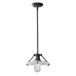 Image of 1 Light Ceiling Pendant Weathered Zinc, Opal Glass, E27