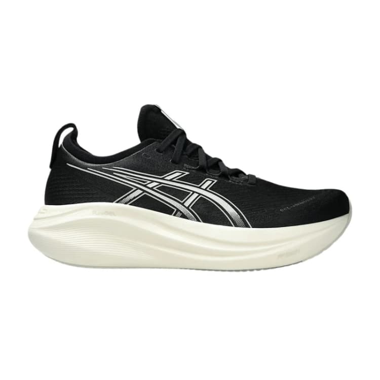 Image of Asics Gel-Nimbus 27 Black White Shoes SS25, Size 44 - EUR