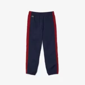 Image of Lacoste Kids Contrast Band Taffeta Trackpants Size 8 yrs Navy Blue / Bordeaux