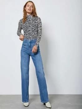Image of Mint Velvet Animal Mesh Print Polo Neck - Blues, Size L, Women