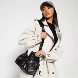 Image of I Saw It First Studded Faux Leather Cross Body Bag - Black