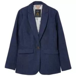 Image of Joules Womens Bramble Recycled Wool Blazer Blue Herringbone 12