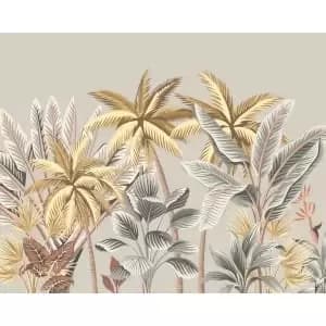 Image of Tropical Palm Trees Grey Wall Mural - 3m x 2.4m