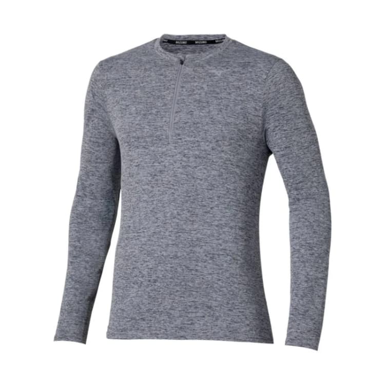 Image of Mizuno Core Impulse Long Sleeve Half Zip Shirt Gray, Size M