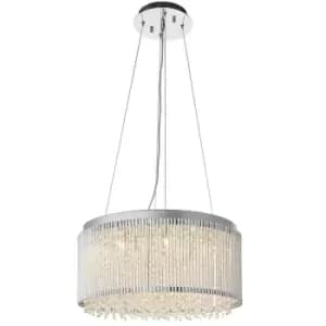 Image of Hanging Ceiling Pendant Light Chrome & K9 Crystal Shade 12 Bulb Large Feature