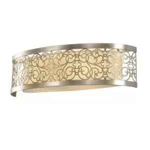Image of Twin Wall Light Sconce Silver Leaf Patina LED E27 100W Bulb