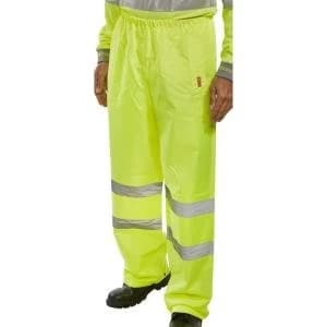 Image of BSeen Traffic Trousers Hi Vis Reflective Tape 2XL Saturn Yellow Ref
