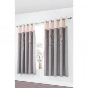 Image of Embroidered Blossom Lined Eyelet Curtains