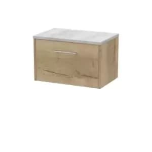 Image of Hudson Reed Juno 600mm Wall Hung Single Drawer Vanity & Bellato Grey Laminate Top - Autumn Oak