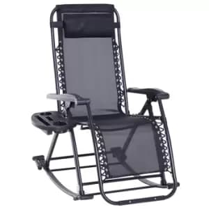 Image of Outsunny Folding Recliner Zero-Gravity Seat - Black