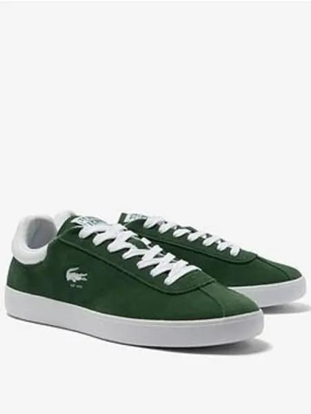 Image of Lacoste Dark Green / White Baseshot Suede Trainers Green Male 10 191179UK