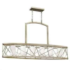 Image of 6 Light Ceiling Island Pendant Bar Chandelier Silver Leaf, E27