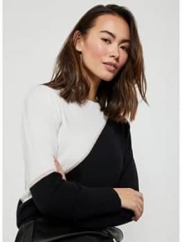 Image of Mint Velvet Asymmetric Blocked Easy Knit - Black/Ivory