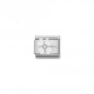 Image of Nomination Composable Stainless Enamel Zirconia White Clover Link 330305/14