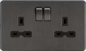 Image of KnightsBridge Screwless 13A 2G DP switched socket - Smoked Bronze