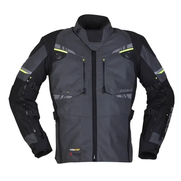 Image of Modeka Taran Flash Jacket Black Dark Gray Yellow Size L