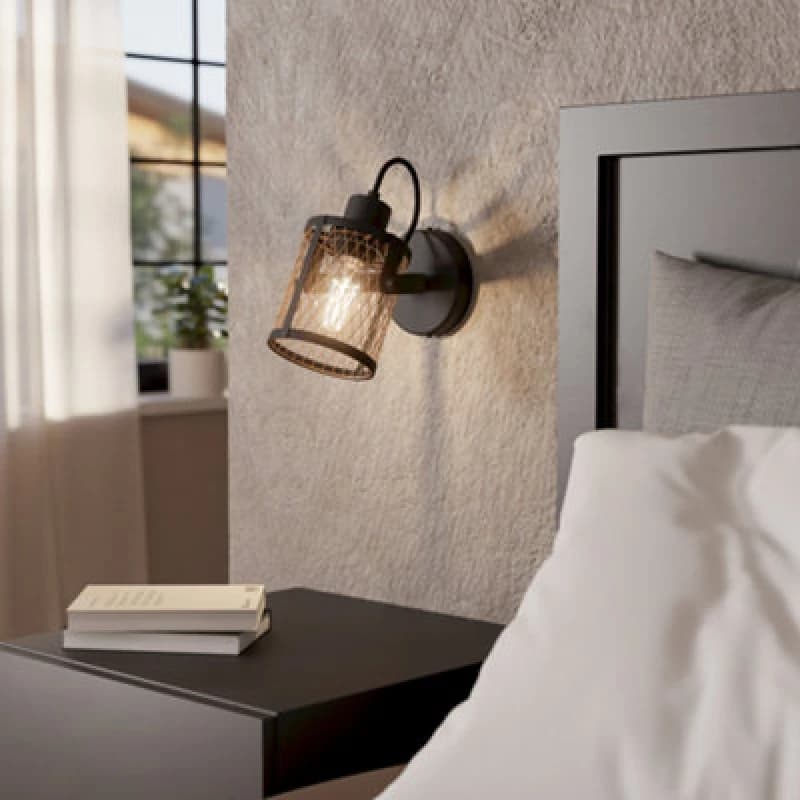 Image of EGLO Dellow Black Steel Lattice Style Adjustable Wall or Ceiling Spotlight Black unisex