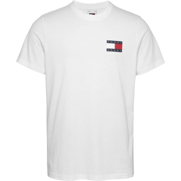 Image of Tommy Jeans Mens Slim Essential Flag Regular Fit T-Shirt White male XL