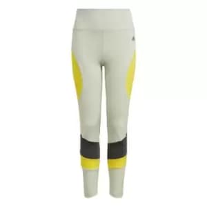 Image of adidas AEROREADY HIIT 7/8 Tights Kids - Linen Green / Impact Yellow /