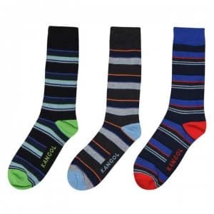 Image of Kangol Formal Socks 3 Pack Mens - Thin Stripe