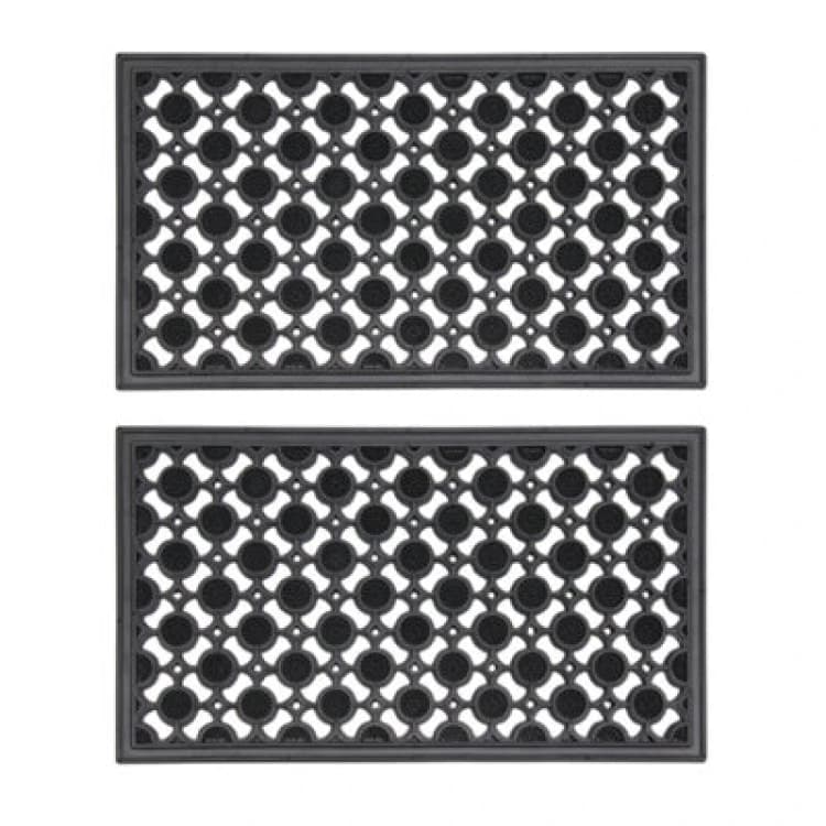 Image of JVL JVL Elipses Circles Rubber Doormat 40x70 x 2 pack Black