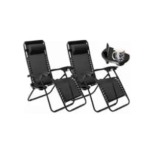 Image of Neo Direct 2X Zero Gravity Reclining Portable Outdoor Sun Lounger - Black