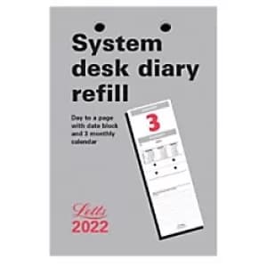 Image of Letts System Desk Diary Refill A6 Day per Page 2022 White