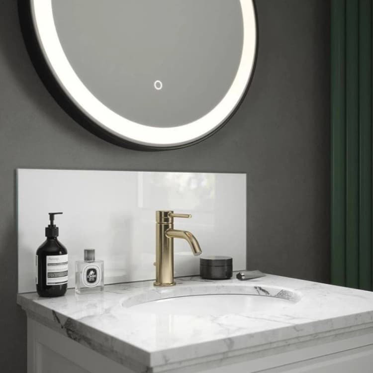 Image of Ice White Glass Bathroom Splashback 250 X 500 X 4Mm, White SB50382