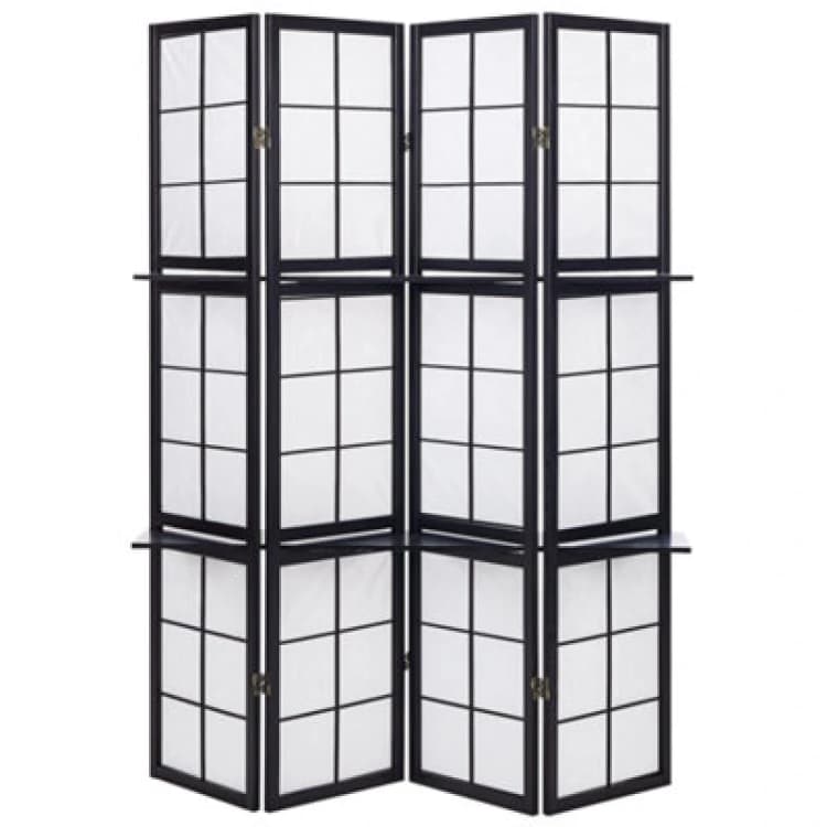 Image of Beliani 4 Panel Room Divider Gomagoi Black 120 Cm 170 Cm