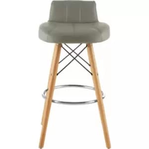 Image of Stockholm Grey Leather Effect Bar Stool - Premier Housewares