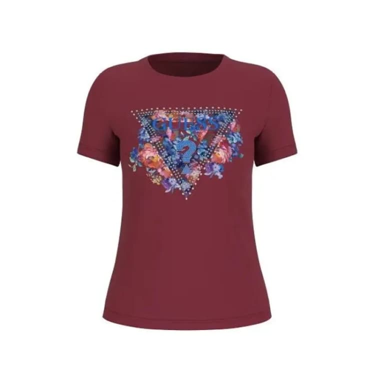 Image of Guess T-Shirt round neck woman Guess Peony Triangle Rouge Female S