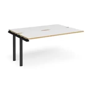 Image of Bench Desk Add On Rectangular Desk 1600mm With Sliding Tops White/Oak Tops With Black Frames 1200mm Depth Adapt