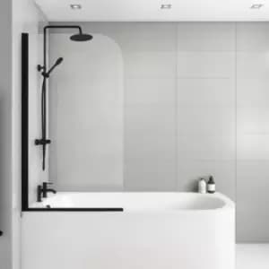 Image of Taurus Hinged 1450mm 6mm Matt Black Bath Screen
